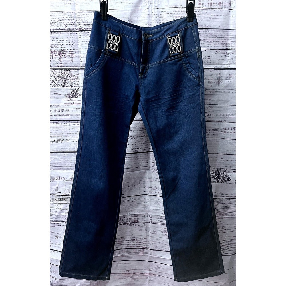 Korean Women's Blue Jeans 28~Beautifully Made & Lined~Jeweled Accents